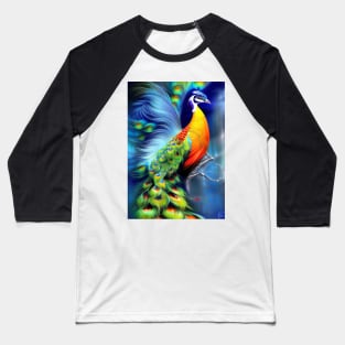 BLUE BACKGROUND STUNNING AND BEAUTIFUL PEACOCK Baseball T-Shirt